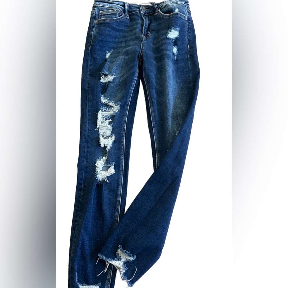 BRIDGE  BY GLY BUCKLE Mid Rise Ankle Skinny Distressed Denim Jeans Size 26 28x26
